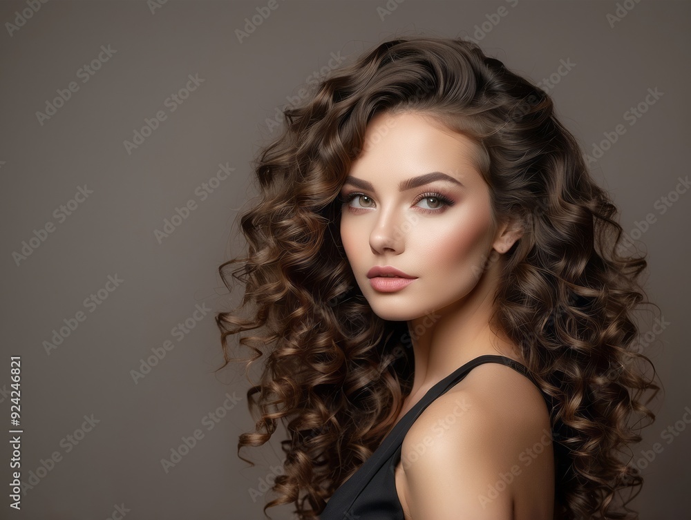 Portrait of a Woman with Long Curly Brown Hair Portrait of a Woman with Long Curly Brown Hair