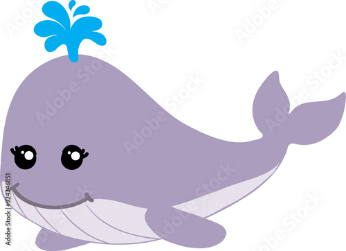 cute whale cartoon, sea animal