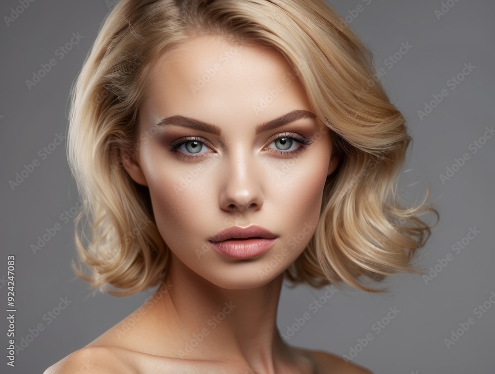 Close-up Portrait of a Woman with Blonde Hair and Makeup Close-up Portrait of a Woman with Blonde Hair and Makeup