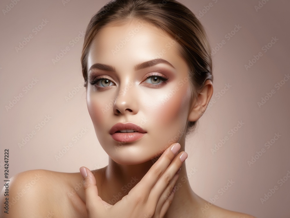 Portrait of a Woman with Smooth Skin and Natural Makeup Portrait of a Woman with Smooth Skin and Natural Makeup