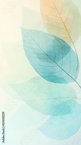 Soft watercolor leaves blend seamlessly with a light background  creating a tranquil atmosphere