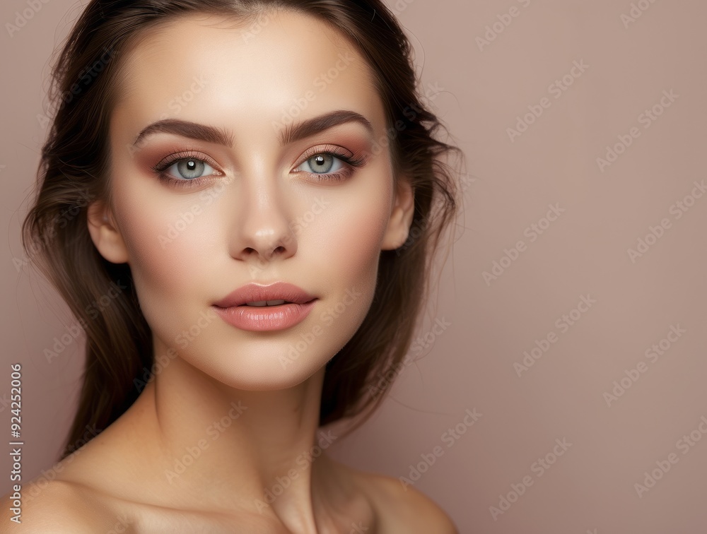 Close-up Portrait of a Woman with Brown Hair and Blue Eyes Close-up Portrait of a Woman with Brown Hair and Blue Eyes