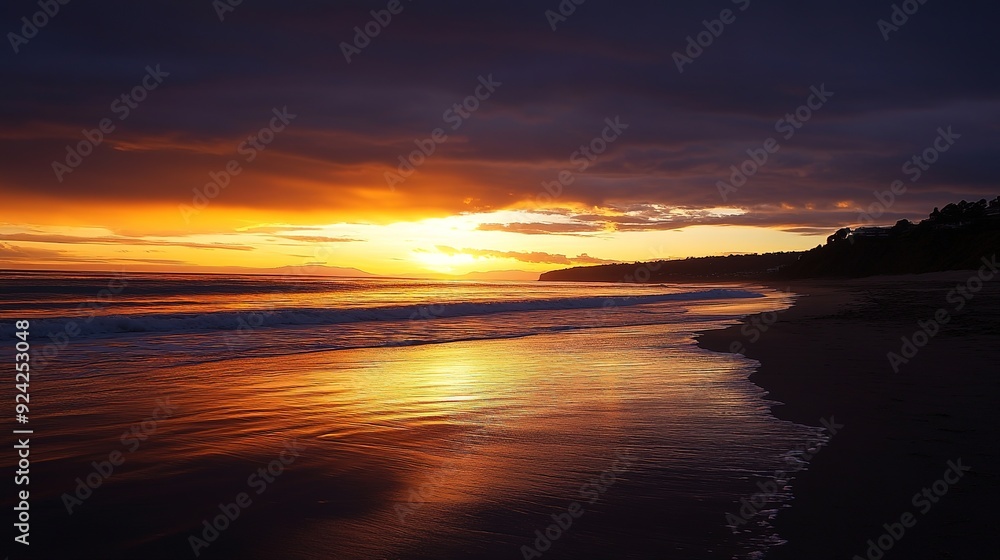 Obraz premium Darkened Sunset, Featuring a Dramatic Sky with Fading Light and Subtle Hues