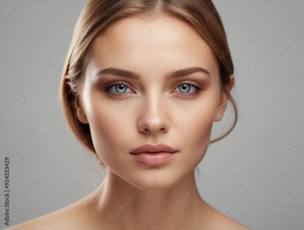 Close-up Portrait of a Young Woman with Blonde Hair and Blue Eyes Close-up Portrait of a Young Woman with Blonde Hair and Blue Eyes