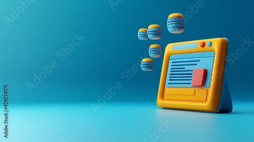 Colorful digital interface with data icons, symbolizing technology and information management in a modern environment.