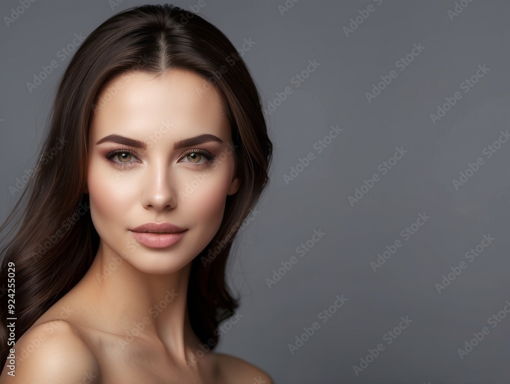 Close-up Portrait of a Woman with Long Brown Hair Close-up Portrait of a Woman with Long Brown Hair