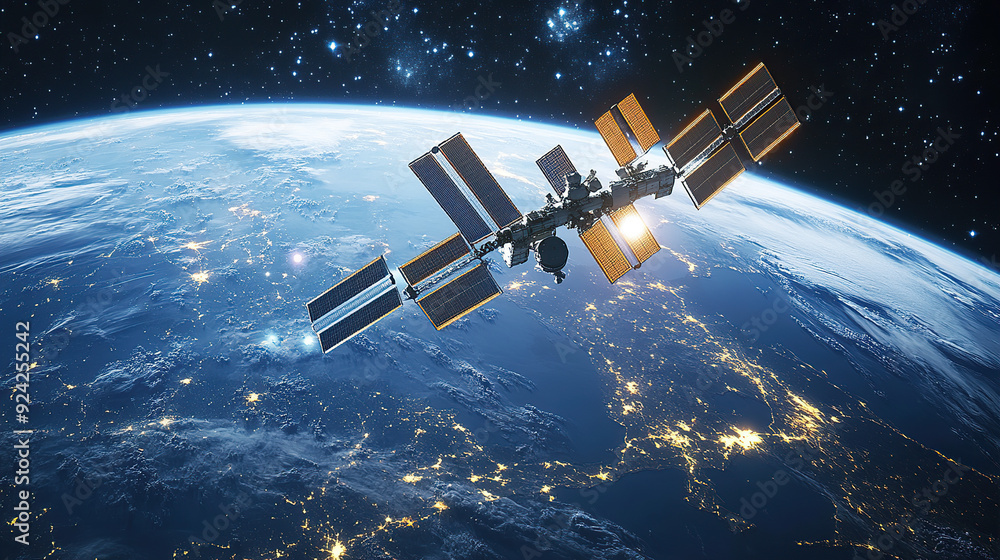 The International Space Station floating above Earth The International Space Station floating above Earth