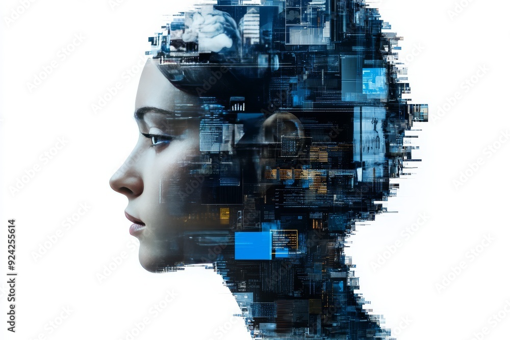 Digital human head composed of circuitry representing the intersection of humanity and technology Digital human head composed of circuitry representing the intersection of humanity and technology