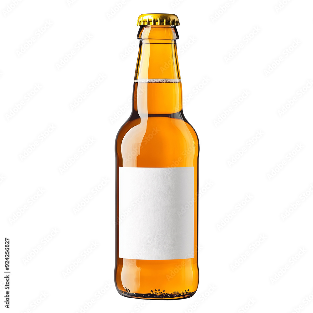 Ice cold beer bottle mockup with blank white label on a transparent background. Ice cold beer bottle mockup with blank white label on a transparent background.