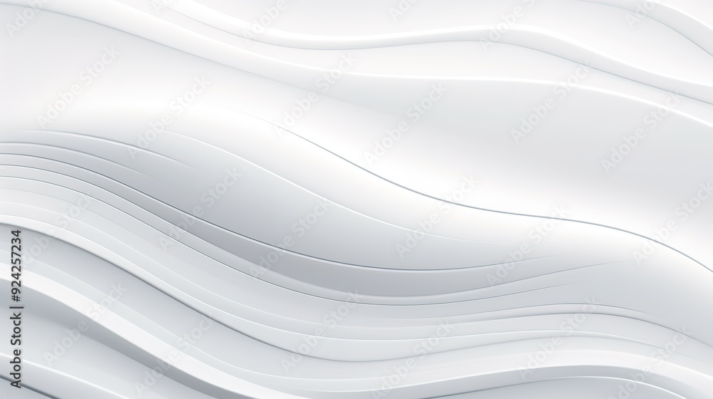 Fototapeta premium Abstract white background with curved lines and subtle shadows.