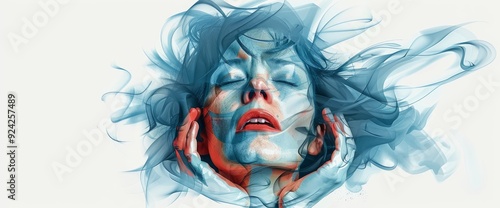 Illustration Of A Woman Experiencing Stress And Tension, Emphasizing Mental Health Awareness