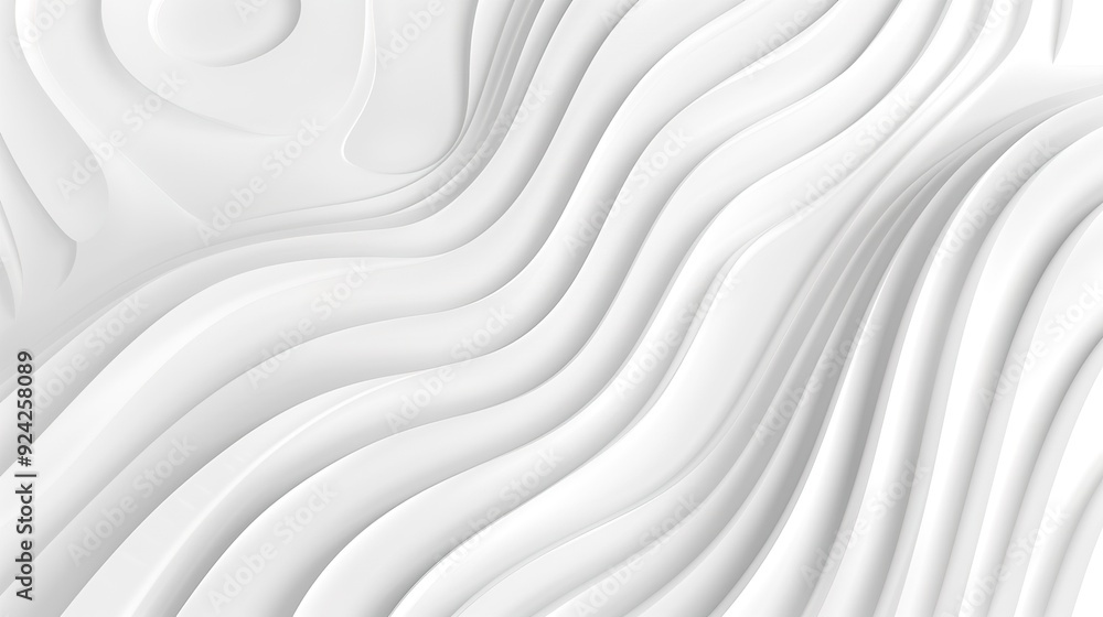 Obraz premium Abstract white background with flowing, layered, and curved lines.