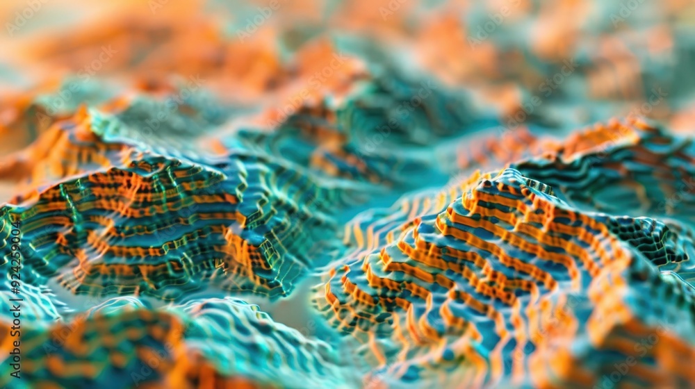 3D topographic map of a highland mountain and beach 3D topographic map of a highland mountain and beach