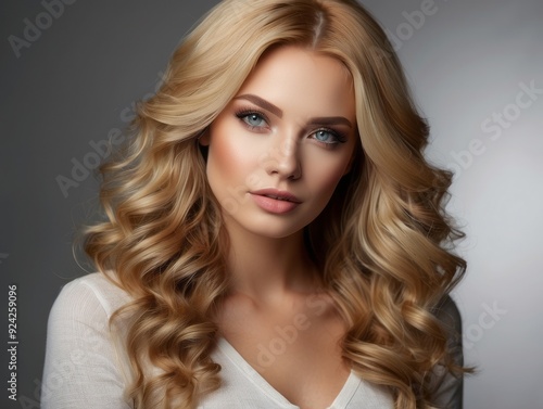 Close-up Portrait of a Blonde Woman with Curly Hair