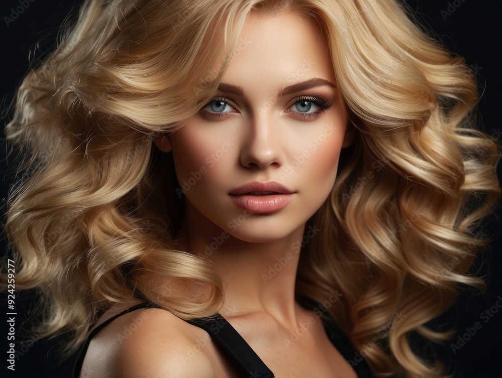 Close-up Portrait of a Blonde Woman with Curly Hair Close-up Portrait of a Blonde Woman with Curly Hair
