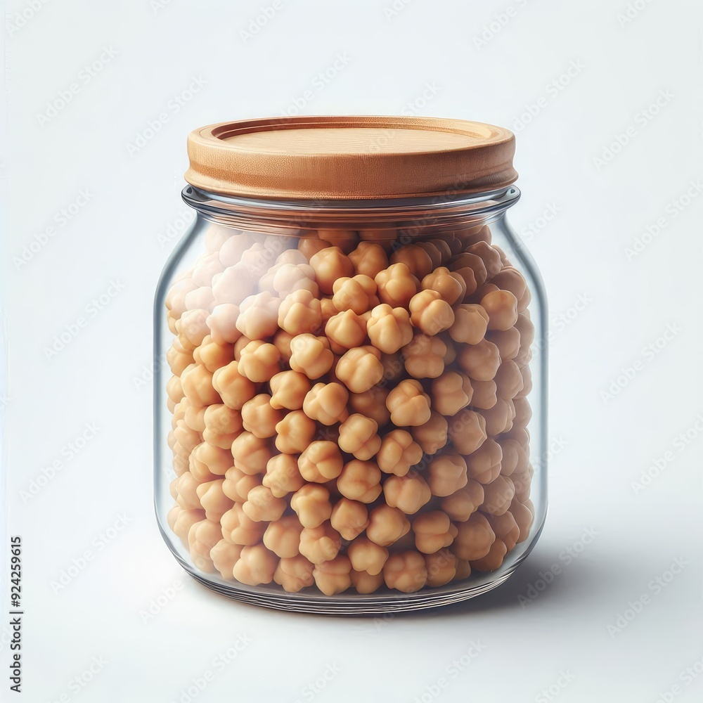 Cooked pickled chickpeas in a glass jar isolated on a white background Cooked pickled chickpeas in a glass jar isolated on a white background