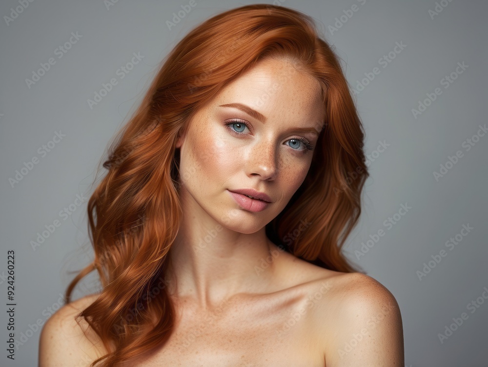 Portrait of a Young Woman with Red Hair and Freckles Portrait of a Young Woman with Red Hair and Freckles