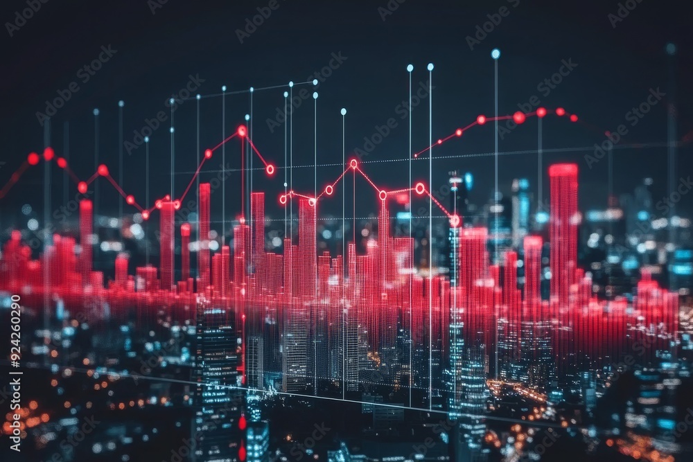 Innovative Digital Cityscape with Financial Growth Data Overlay Exploring Urban Economic Strategies Innovative Digital Cityscape with Financial Growth Data Overlay Exploring Urban Economic Strategies