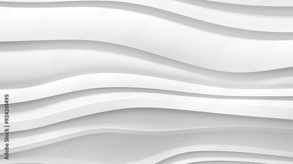 Obraz premium Abstract white background with wavy, layered lines.