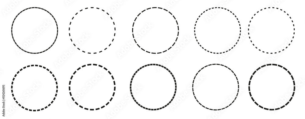 Round dotted set circle, dotted line circle frame collection Round dotted set circle, dotted line circle frame collection
