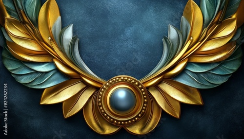Golden Ornamental Frame with Pearl Centerpiece