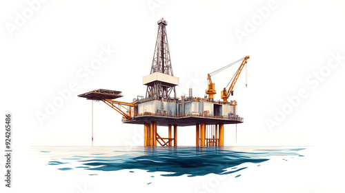 Offshore Oil Platform Illustration - Perfect for Energy Industry Projects photo