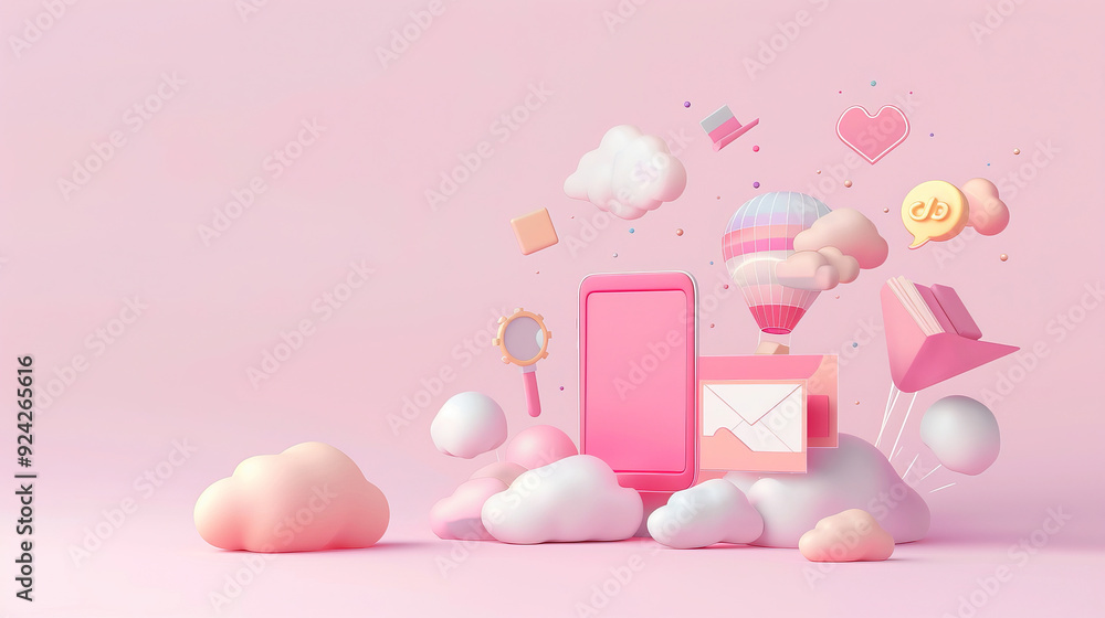 3D element pink business with pink background 3D element pink business with pink background
