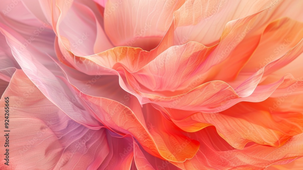 A digital illustration of a flower petal displaying a seamless blend from rich pink to delicate peach tones A digital illustration of a flower petal displaying a seamless blend from rich pink to delicate peach tones