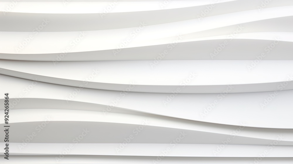 Fototapeta premium Abstract white curved lines background with shadows.