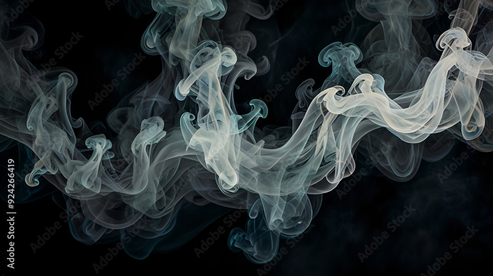 Fototapeta premium Abstract smoke misty fog on isolated black background. Texture overlays. Design element. Ai Generated