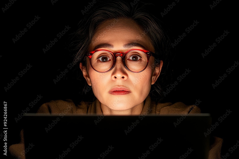 An Asian Woman Working On A Laptop, Determined And Focused On Her Tasks An Asian Woman Working On A Laptop, Determined And Focused On Her Tasks