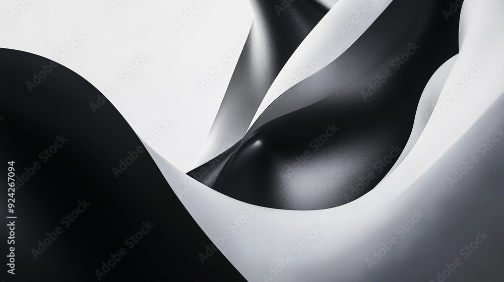 Fototapeta premium Abstract Black and White Paper Curves