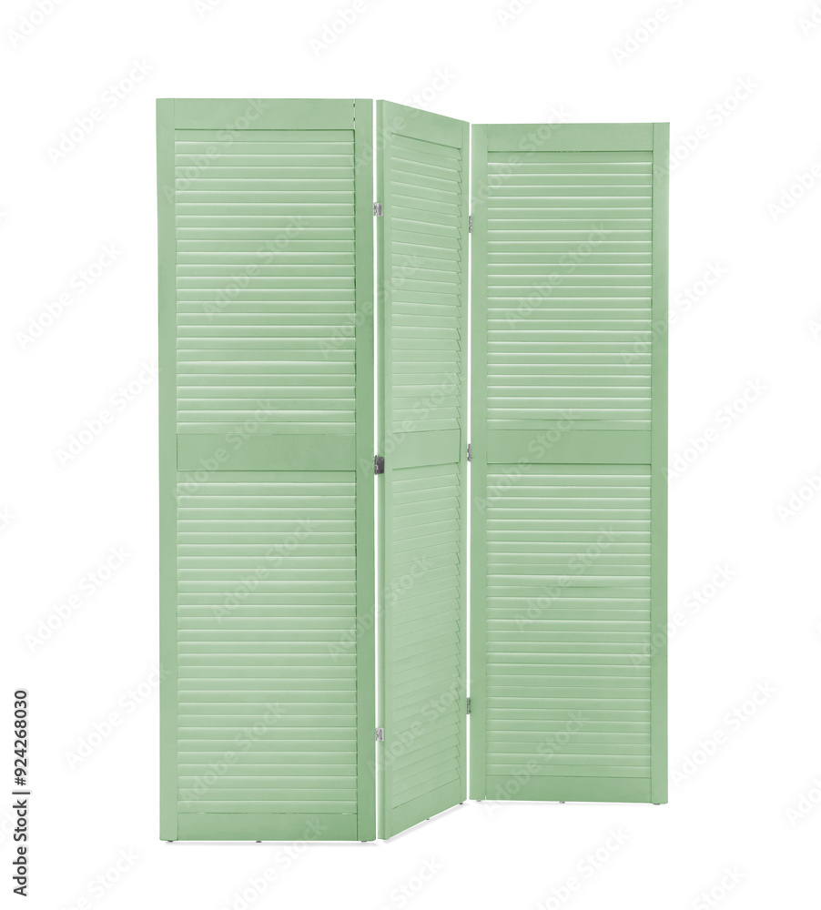 Light green folding screen isolated on white. Interior element Light green folding screen isolated on white. Interior element