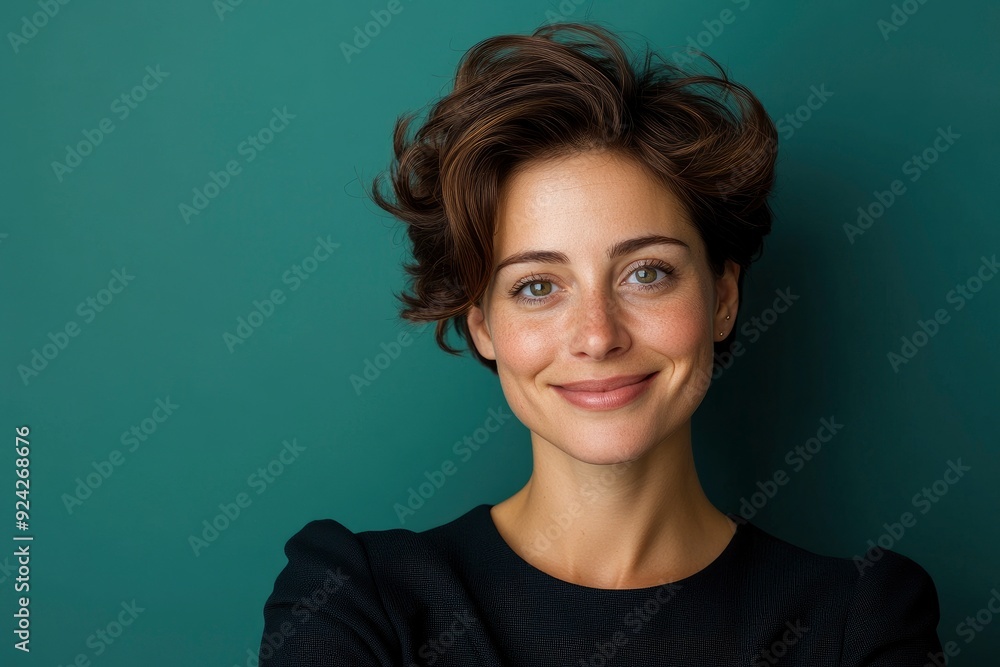 Attractive Business Lady With Short Hair, Smiling Warmly, Professional And Approachable Attractive Business Lady With Short Hair, Smiling Warmly, Professional And Approachable