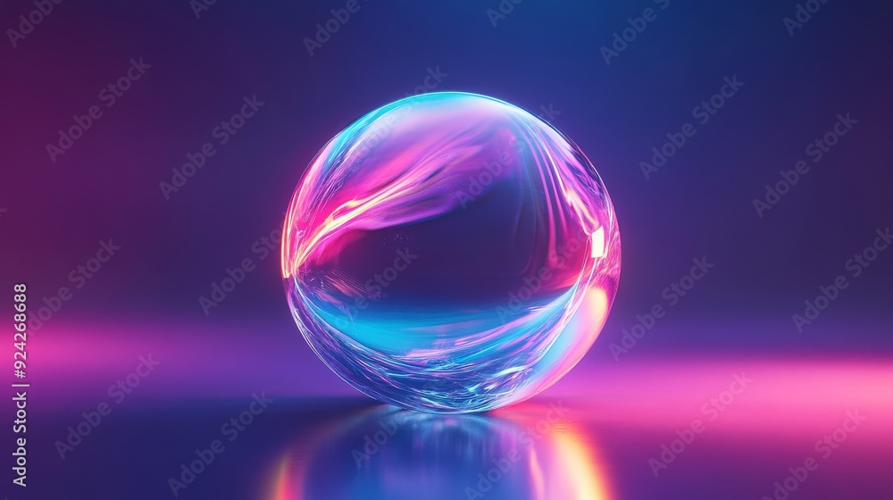 Abstract Glass Sphere with Neon Lights Abstract Glass Sphere with Neon Lights
