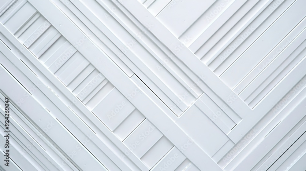 Obraz premium Abstract white geometric pattern of wooden planks.