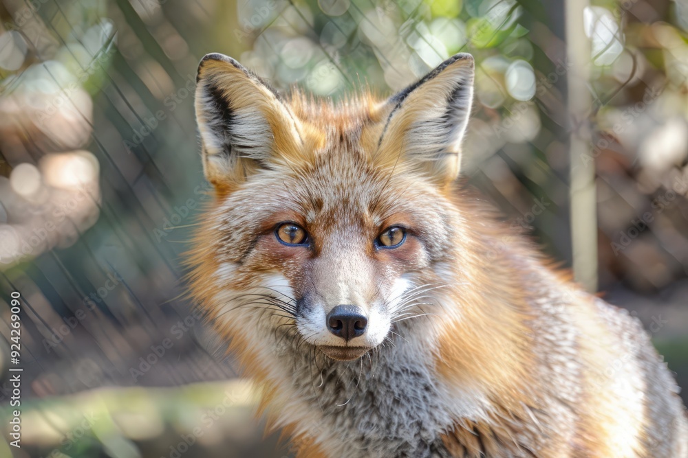 Portrait of red sly predatory fox looking at camera Portrait of red sly predatory fox looking at camera