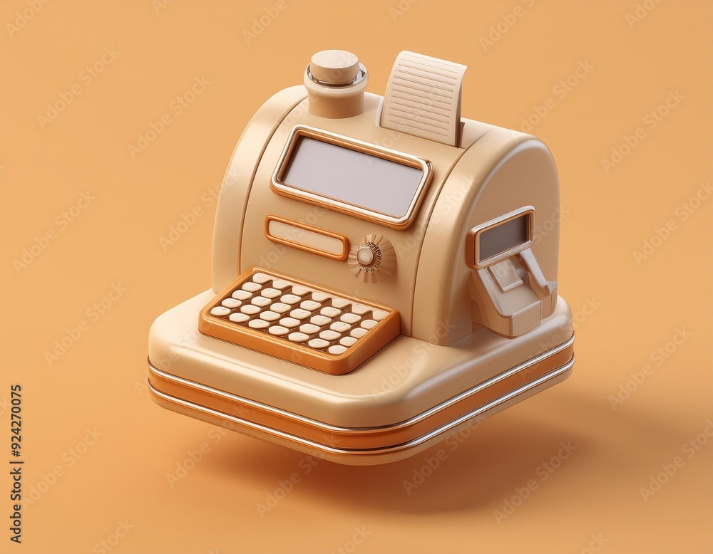 3D render of a retro cash register, 3D illustration 3D render of a retro cash register, 3D illustration