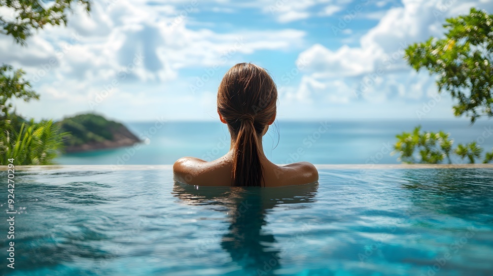 Tranquility amidst beauty. Serene relaxation and travel concept Tranquility amidst beauty. Serene relaxation and travel concept