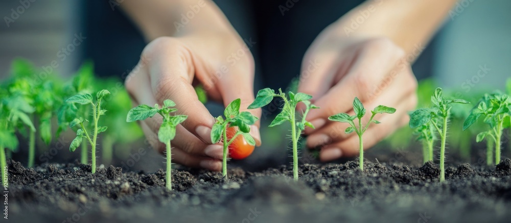 Planting Tomato Seedlings in the Garden Planting Tomato Seedlings in the Garden