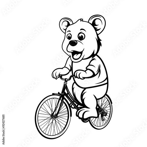 Teddy on a Bike | Bear Riding Bicycle | Biker Teddy | Cool Teddy Bear Biker | Teddy Bear | Funny Teddy | Teddy Cycling | Bicycle | Original Illustration | Vector and Clipart | Cutfile and Stencil