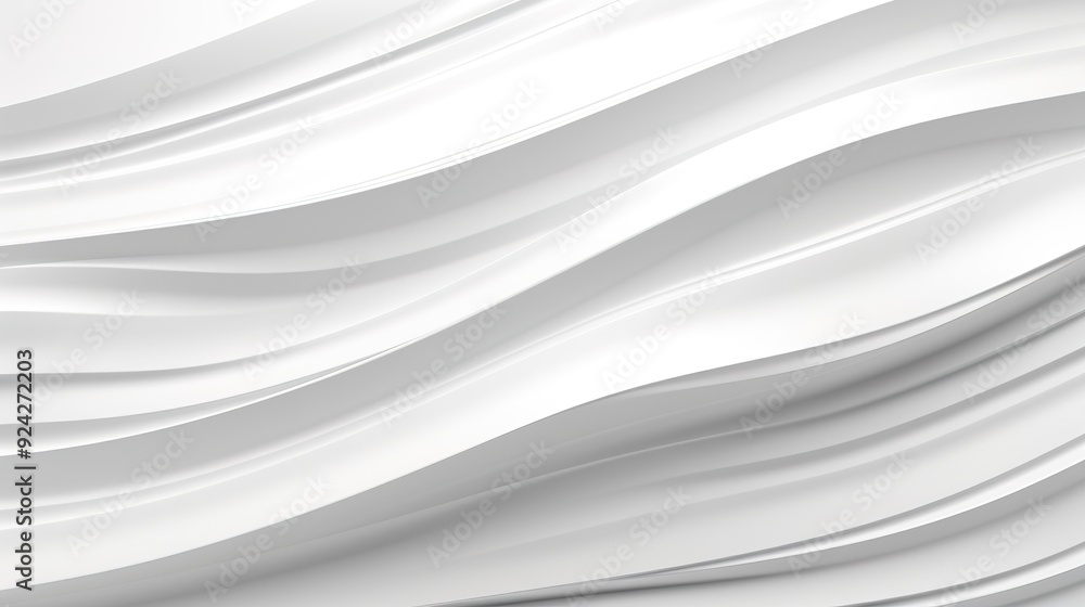 Abstract white wave background with smooth curves.