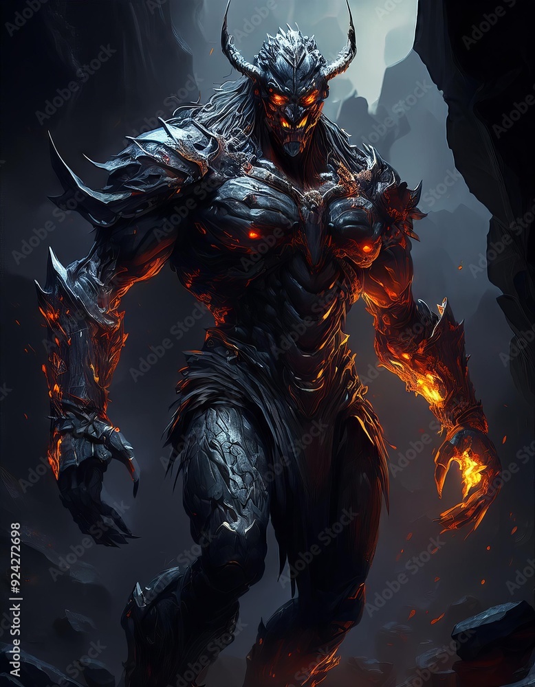 3D Illustration of a Fantasy Alien with Flames and Fire. 3D Illustration of a Fantasy Alien with Flames and Fire.