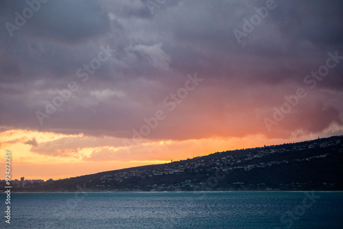 Firey Sunset over Town photo