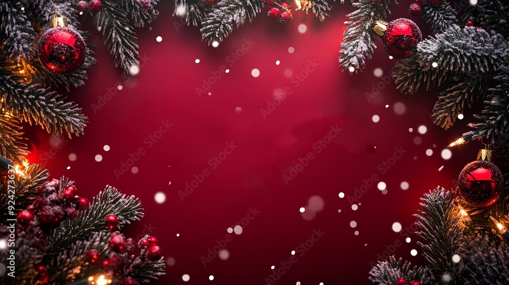 Festive Red Holiday Background with Merry Christmas and Happy New Year Greetings. Cheerful Winter Celebration... Festive Red Holiday Background with Merry Christmas and Happy New Year Greetings. Cheerful Winter Celebration...
