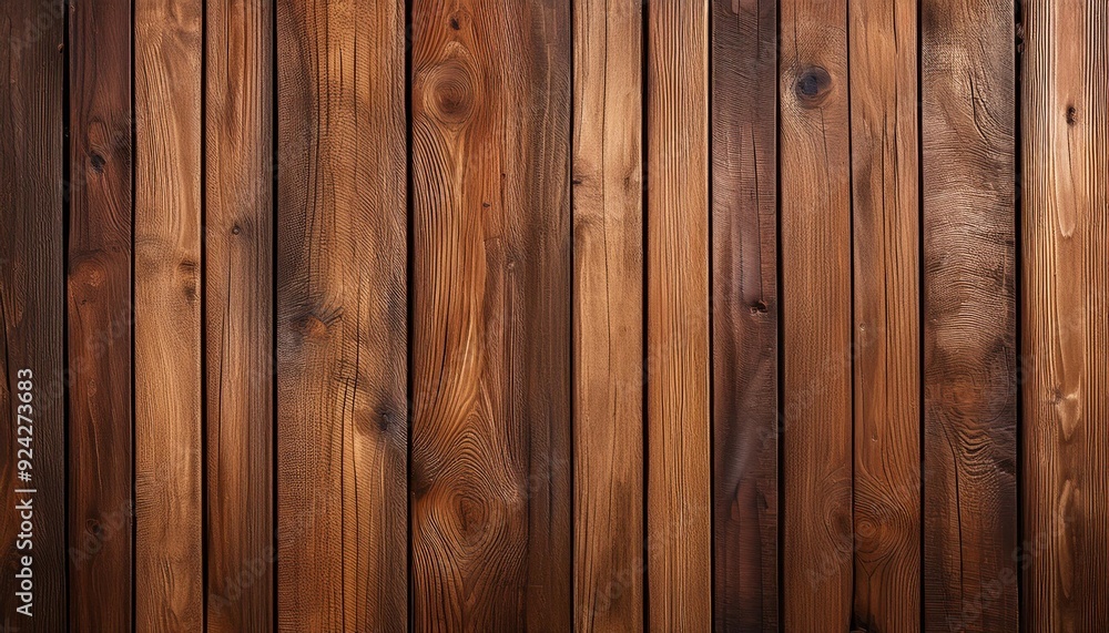 Fototapeta premium Vertical brown wooden plank wall for background