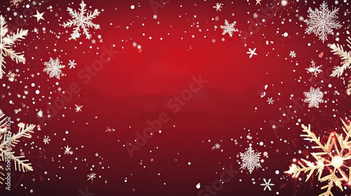 Festive Holiday Greetings. Red background featuring Christmas and New Year celebration photo