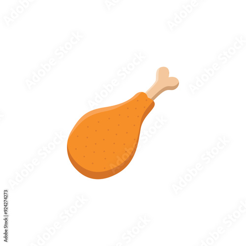 fried chicken leg flat vector illustration logo icon clipart