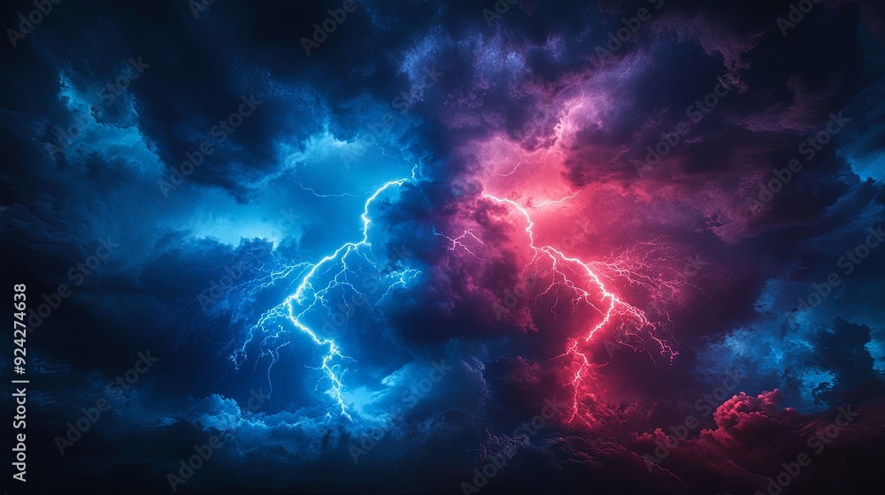 Vibrant Night Sky with Lightning Flashes. Dynamic Energy concept Vibrant Night Sky with Lightning Flashes. Dynamic Energy concept