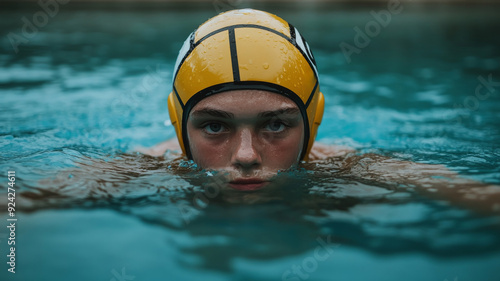 portrait of a teenage male waterpolo player